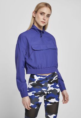 Urban Classics Damen Leichte Jacke Ladies Cropped Crinkle Nylon Pull Over Jacket