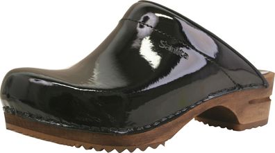 Sanita Damen Offener Clog Wood-Classic Pat. Open Black