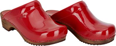 Sanita Damen Offener Clog Wood-Classic Pat. Open Red