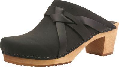 Sanita Damen Offener Clog Wood-Manuella Square Open Black