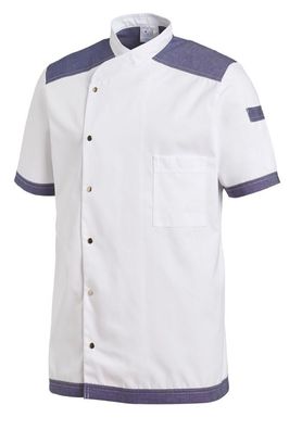 Leiber Kochjacke mit 1/2 Ärmel 12/2561/0131 Weiß/Denimblue