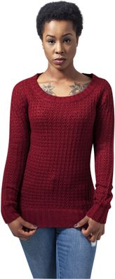 Urban Classics Damen Pullover Ladies Long Wideneck Sweater Burgundy