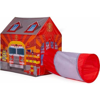 Ecotoys Kinderspielzelt mit Tunnel Feuerwache