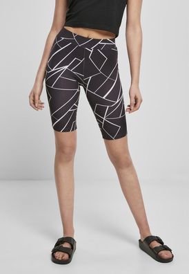 Urban Classics Damen Ladies AOP Cycle Shorts 2-Pack Geometric Black/Black