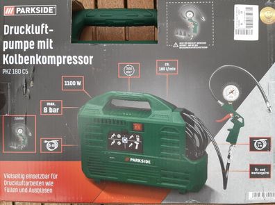 Parkside Kompressor Druckluftpumpe PKZ 180 C5 mit Kolbenkompressor