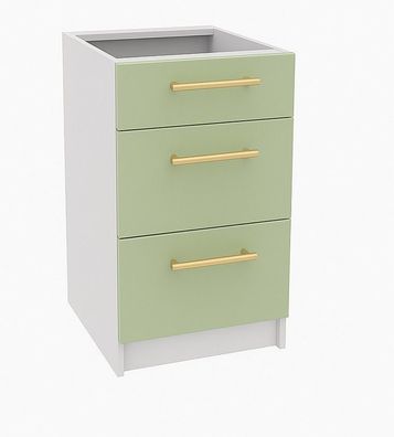 Schubladenunterschrank 40 cm Salbeigrün Vollauszug Soft-Close SIENA, LINDA, PURE LINE