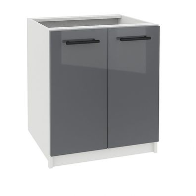 Unterschrank 60cm mit 2 Türen Grau Hochglanz SOFT CLOSE, SIENA, LINDA, PURE LINE