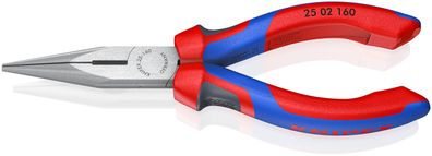 KNIPEX 25 02 160 Flachrundzange mit Schneide (Radiozange) mit Comfort-Griffen schwarz