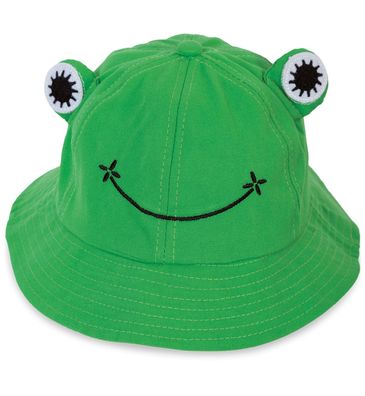 Froschmütze Fischerhut Frosch mit Augen grün Partyhut Karneval Fasching Kostüm