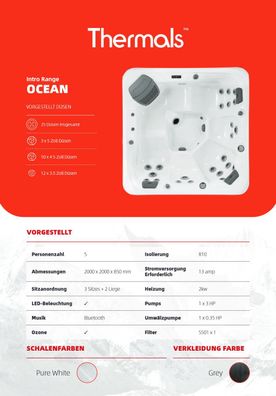 Thermals Whirlpool NEW OCEAN by SuperiorSpas 200x200x85 5 Personen
