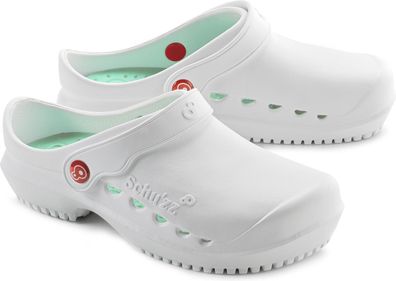 Schu'zz Schuzz Damen Clog Berufsschuhe PROTEC Femme uni Blanc &amp; Aqua / Weiß