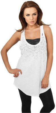 Urban Classics Damen Tanktop Ladies Long Leo Print Loose Tank White/Black