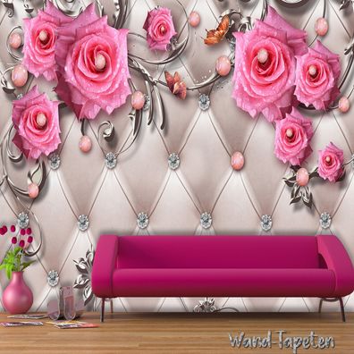 Vlies Fototapete Wandtapete Wandbilder 3D Effekt Blumen Rosen 1814
