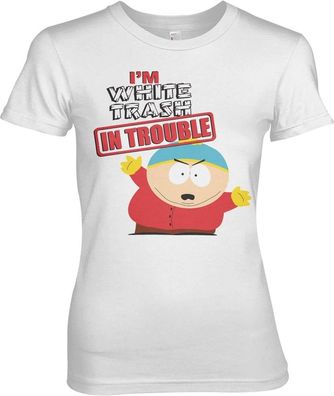 South Park I'm White Trash In Trouble Girly Tee Damen T-Shirt White