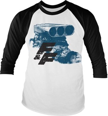 Fast &amp; Furious Engine Baseball Longsleeve Tee White-Black