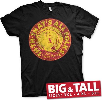 Looney Tunes Porky Pig That's All Folks! Big &amp; Tall T-Shirt Black