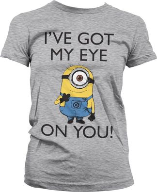 Minions I Got My Eye On You Girly Tee Damen T-Shirt Heather-Grey