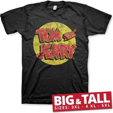 Tom &amp; Jerry Washed Logo Big &amp; Tall T-Shirt Black