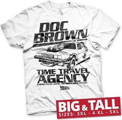 Back to the Future Doc Brown Time Travel Agency Big &amp; Tall T-Shirt White