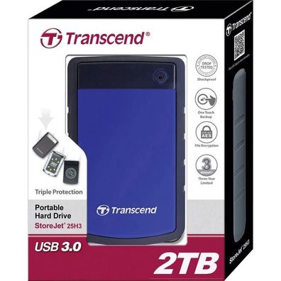 Transcend HDD externe Festplatte StoreJet 25H3 2,5 Zoll 2TB USB 3.1 purple