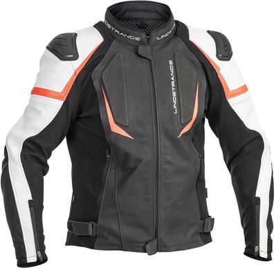 Lindstrands Motorrad Jacke Leather Jacket Sanden Black/White 720-23020101