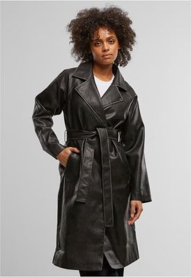 Urban Classics Damen Ledermantel Ladies Vintage Leather Trenchcoat TB7183