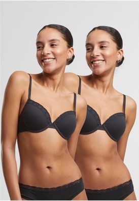 Urban Classics Damen BH mit Bügel Ladies Basic Cotton Bra Lace 2-Pack TB7653A
