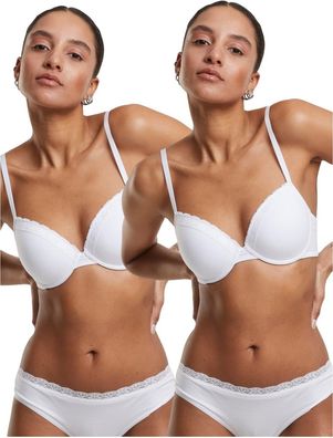 Urban Classics Damen BH mit Bügel Ladies Basic Cotton Bra Lace 2-Pack TB7653A