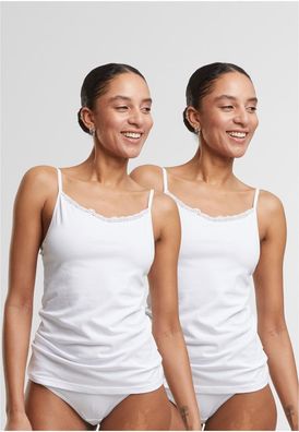 Urban Classics Damen Ladies Basic Tank Top Cotton Lace 2-Pack TB7674A