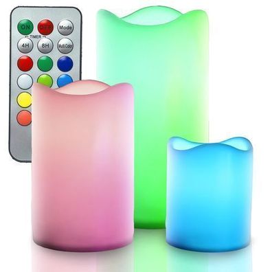 LED Kerzen mit Fernbedienung 3er-Set Stumpenkerze mit Batterie LED Stabkerzen Retoo