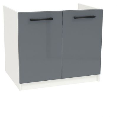 Spülenunterschrank 80cm Grau Hochglanz SIENA, LINDA, PURE LINE, VERO