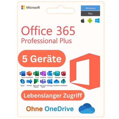 Microsoft Office 365 Pro Plus für 5 Geräte - lebenslanges Konto für Mac/Win/iOS
