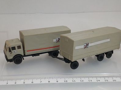 Mercedes LKW Planenhängerzug 1:87 Kibri gebauter Bausatz
