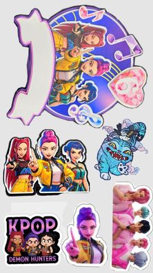 KPop Demon Hunters Essbar Tortenaufleger Torte Geburstag Zuckermasse + NAME