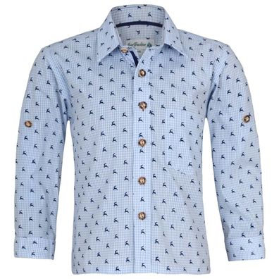 Trachtenhemd Kinder 52913 hellblau Isar-Trachten - Größe: 128