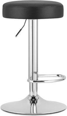 Best For Home Barhocker - Höhenverstellbar, Drehbar, Eco-Leder Schwarz & Chrombasis