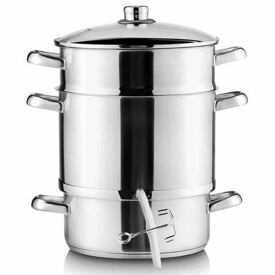 Fruchtentsafter Edelstahl 26 cm 26 cm, 8 l, mit Glasdeckel