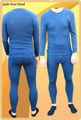 Herren Unterhemd Langarm Thermo Funktionunterwäsche Marine-Melange Gr: 5 bis 16
