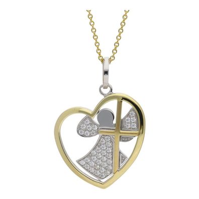 JuwelmaLux Anhänger 925/000 Sterling Silber Schutzengel mit Herz und Kreuz JL20-02-06