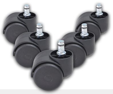 Best For Kids 5er-Set Rollen für harte Böden , Universal Ersatzrollen, Schwarz