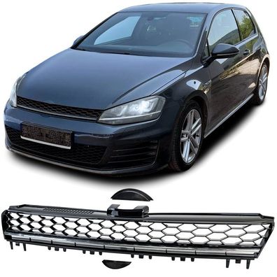 Waben Kühlergrill ohne Emblem mit Chromleiste für VW Golf 7 12-17 auch GTD