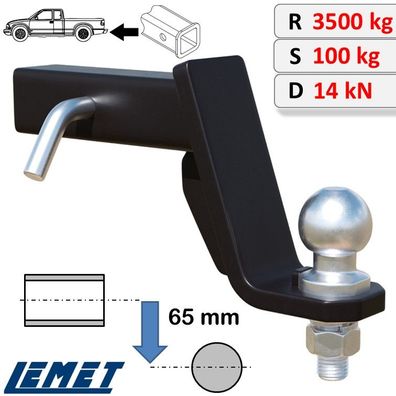2-Zoll AHK-Einschub Adapter abgesenkt -65mm für Ford Vertrek Bj. ab 2012