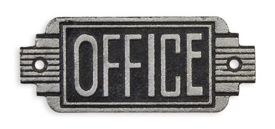 Ein Art-Déco-Schild aus Gusseisen mit der Aufschrift „Büro“ Replikat Retro Design Dek