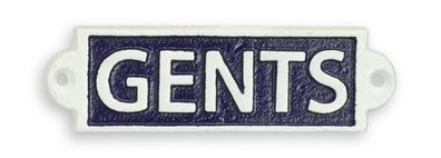 Ein gusseisernes Schild Herren weiß auf dunkelblau Replikat Retro Design Dekoration