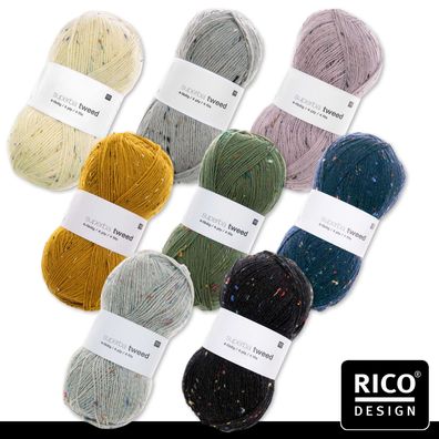 Rico Design 100 g superba tweed 4-fädig Sockengarn Wolle Garn Stricken 8 Farben