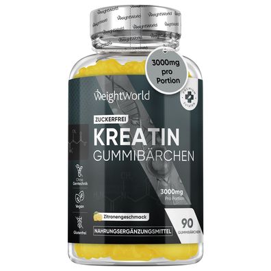 Creatin Monohydrate - 3000mg Kreatin pro Portion - 90 Gummibärchen ohne Zucker