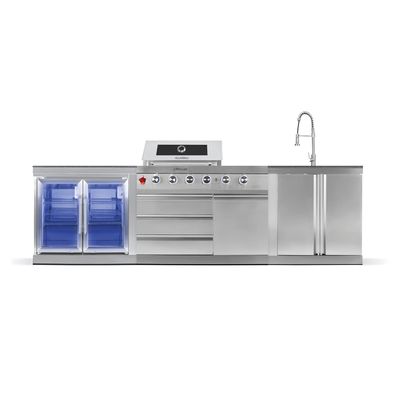 Goriller® Silverback M1 Outdoor-Küche, Gasgrill mit Doppel-Kühlschrank, Waschbecken
