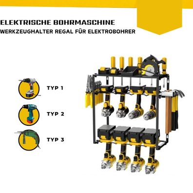 Wandmontiertes Elektrowerkzeug-Aufbewahrungsregal - Werkzeughalter mit 3 Ebenen