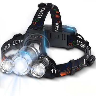 LED Stirnlampe mit 4 Lichtmodi Kopflampe Wiederaufladbare Outdoor Radfahren Retoo