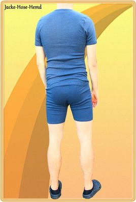 Kurzarm Herren Unterhemd Thermo Funktionunterwäsche Marine-Melange Gr. 5 bis 16